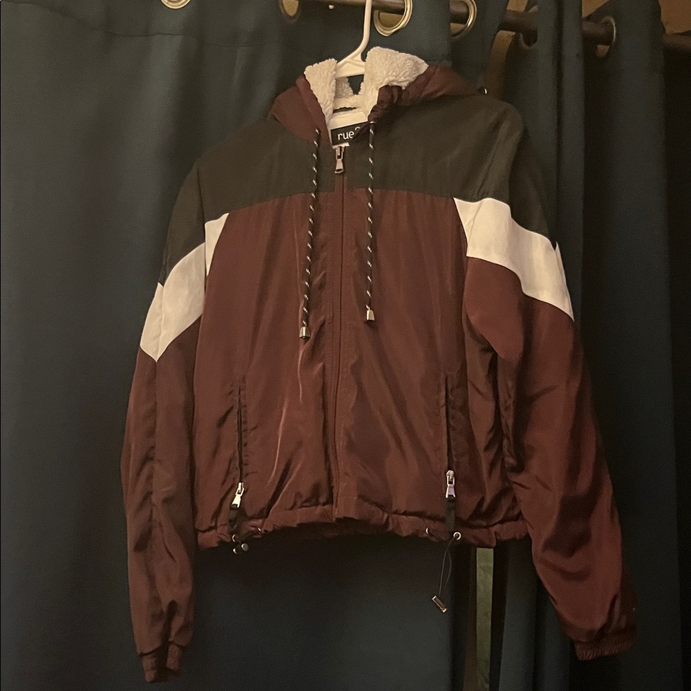 Rue21 Maroon and Black Hooded Jacket